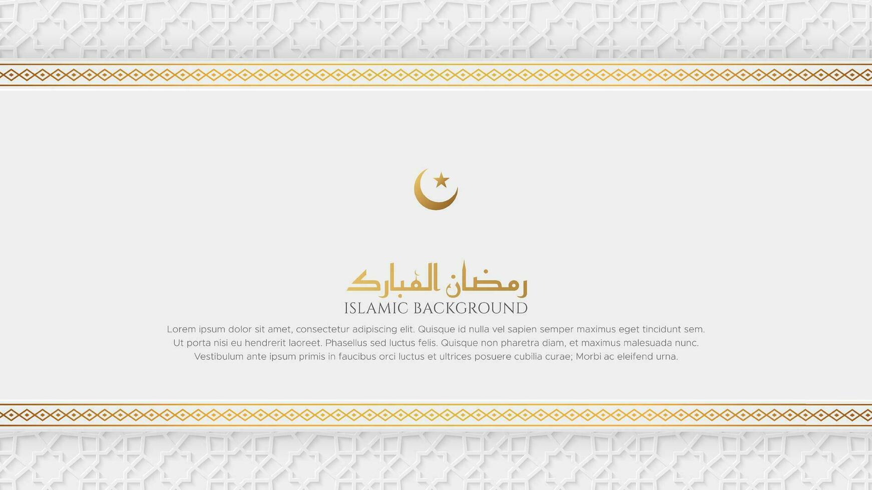 Ramadan Mubarak Islamic luxury background with arabesque border and Arabic style pattern vector