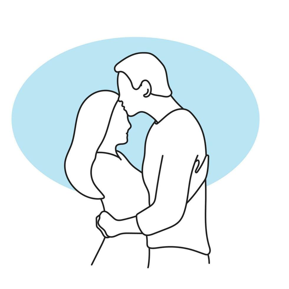 hombre besos mujer en frente ilustración vector mano dibujado aislado en blanco antecedentes