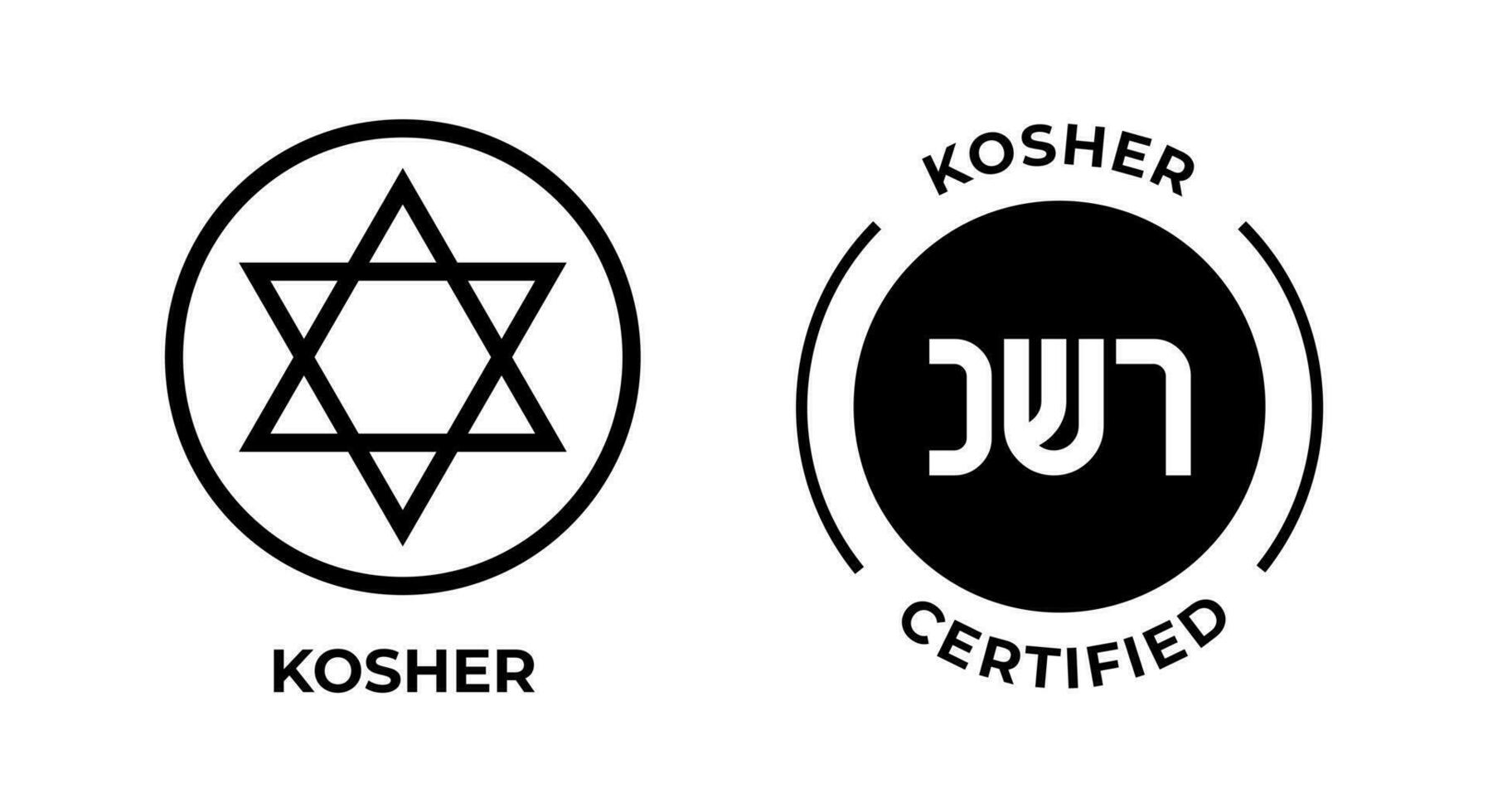 Kosher Certified symbols. International symbols of kosher food. Packaging concept. vector