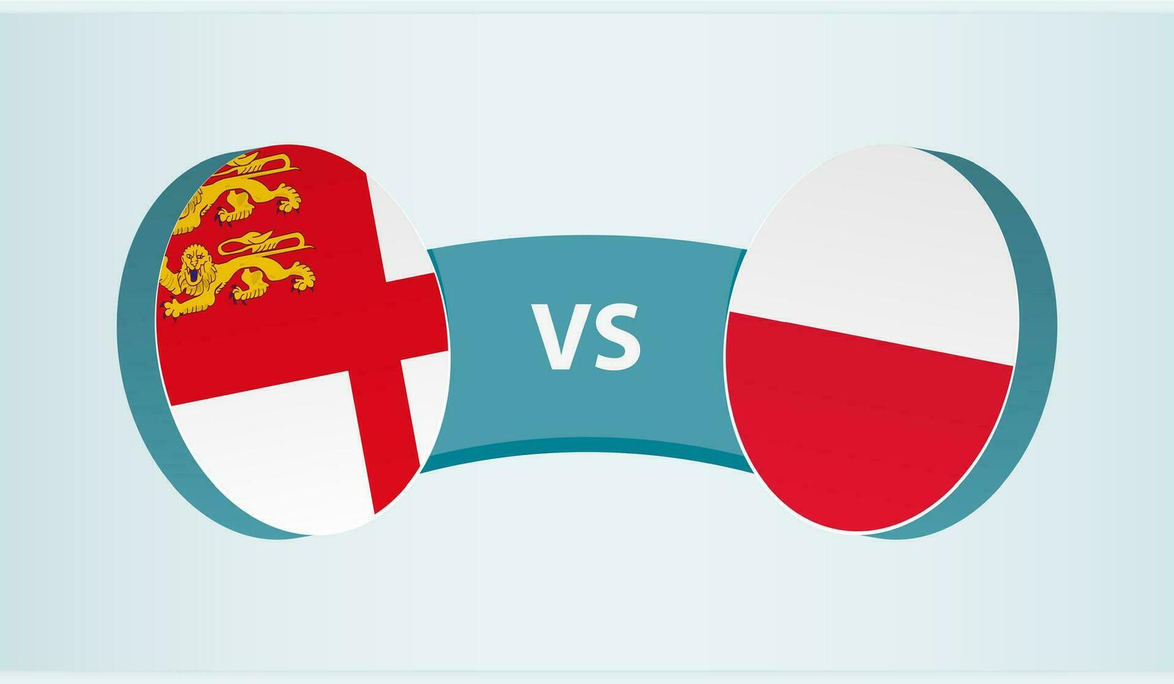 Sark versus Poland, team sports competition concept. vector