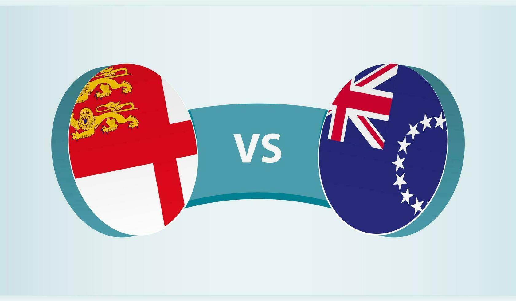 Sark versus Cook Islands, team sports competition concept. vector