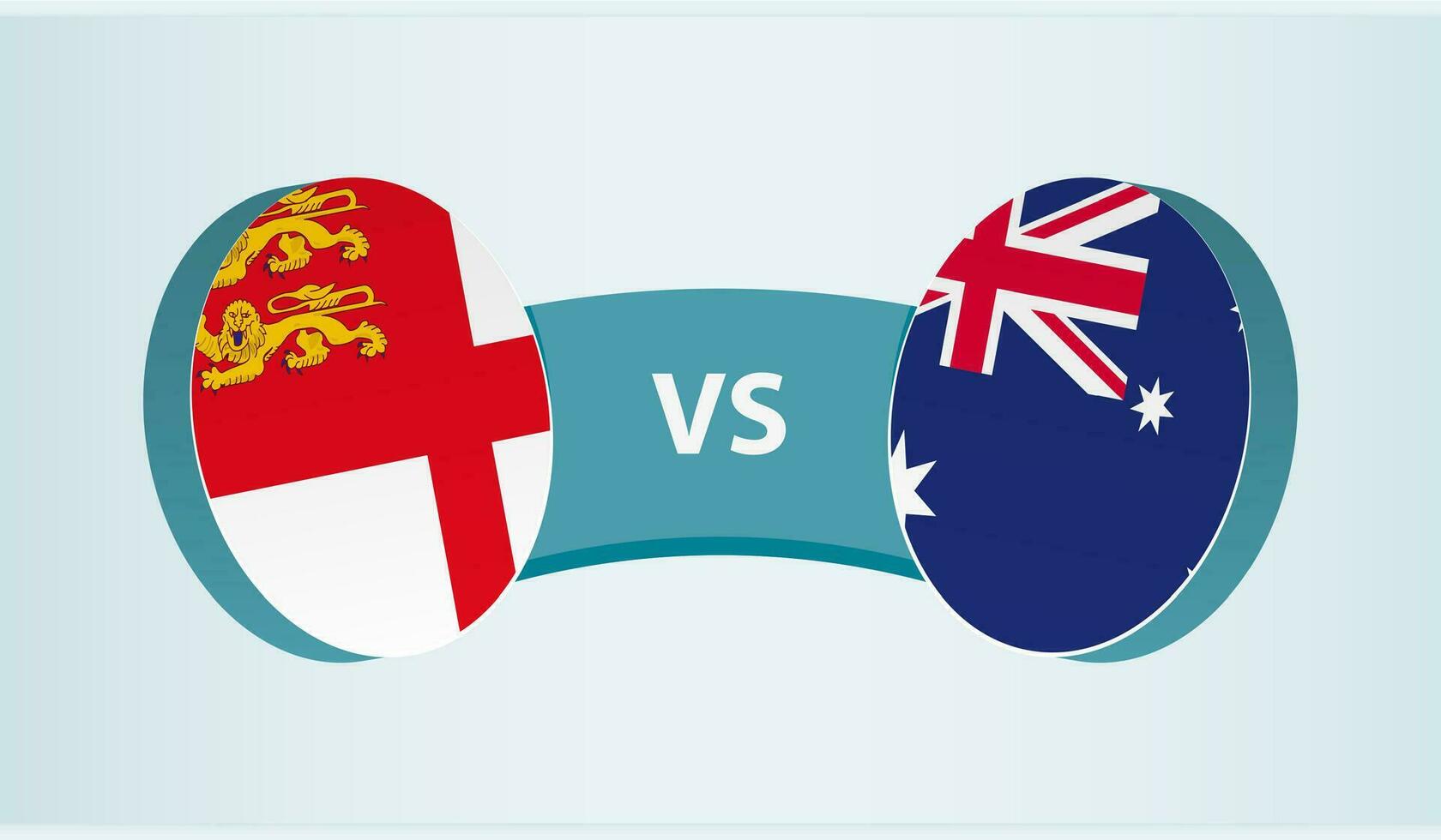 Sark versus Australia, team sports competition concept. vector