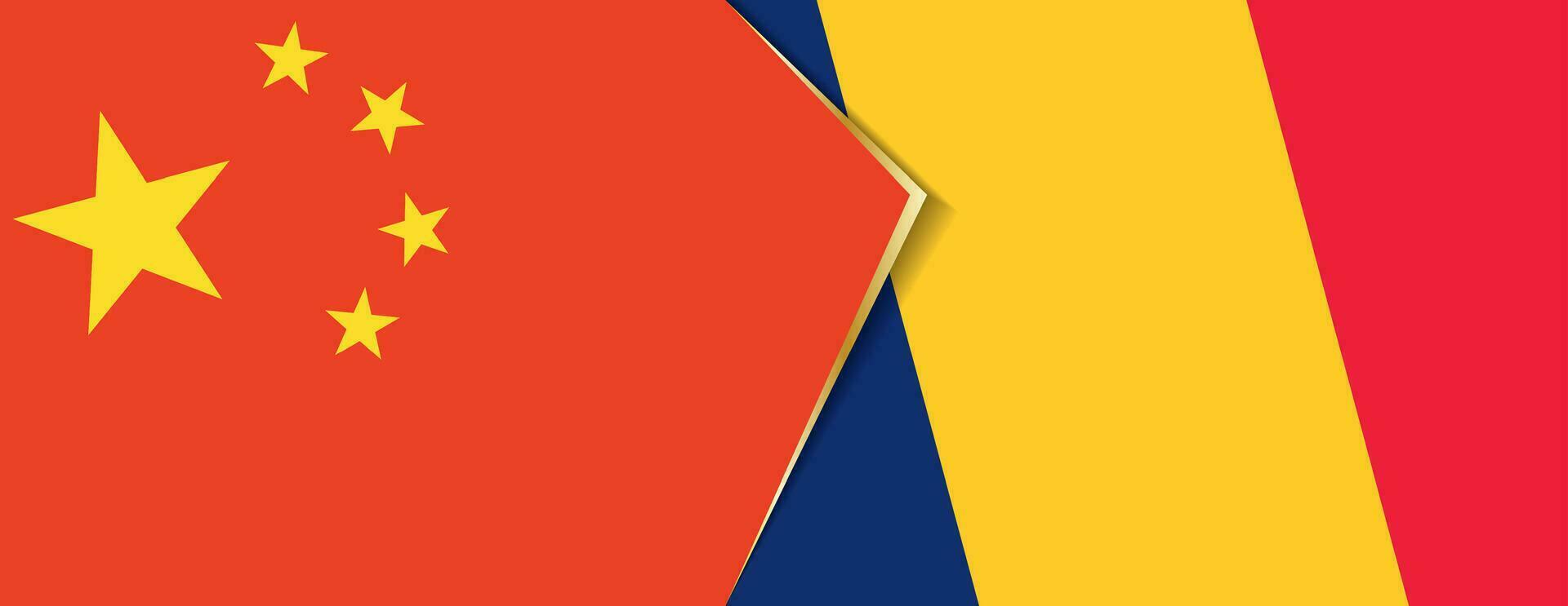 China and Chad flags, two vector flags.