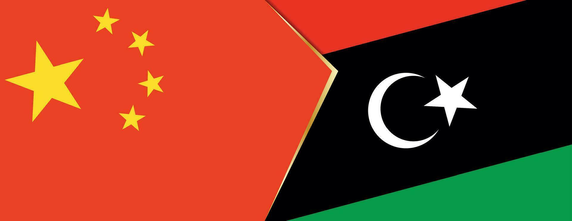 China y Libia banderas, dos vector banderas