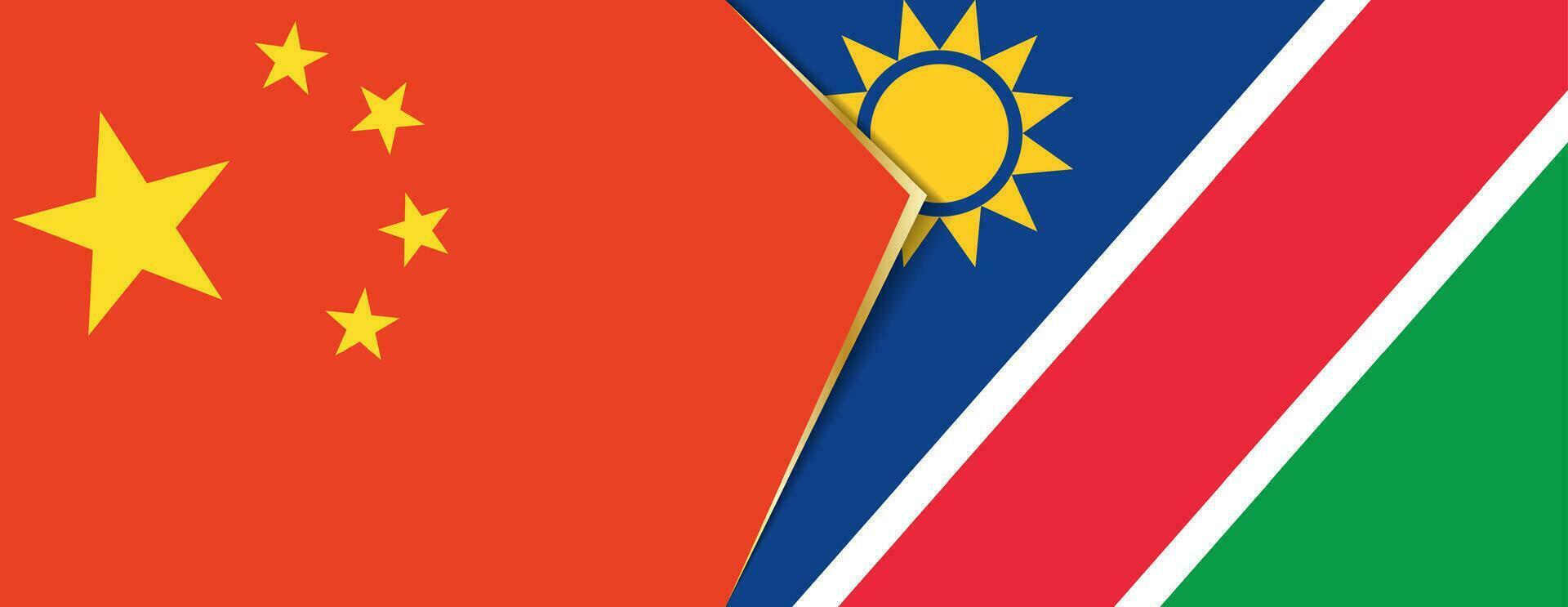 China and Namibia flags, two vector flags.