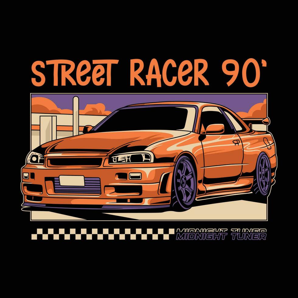 90's street car poster design illustration vector