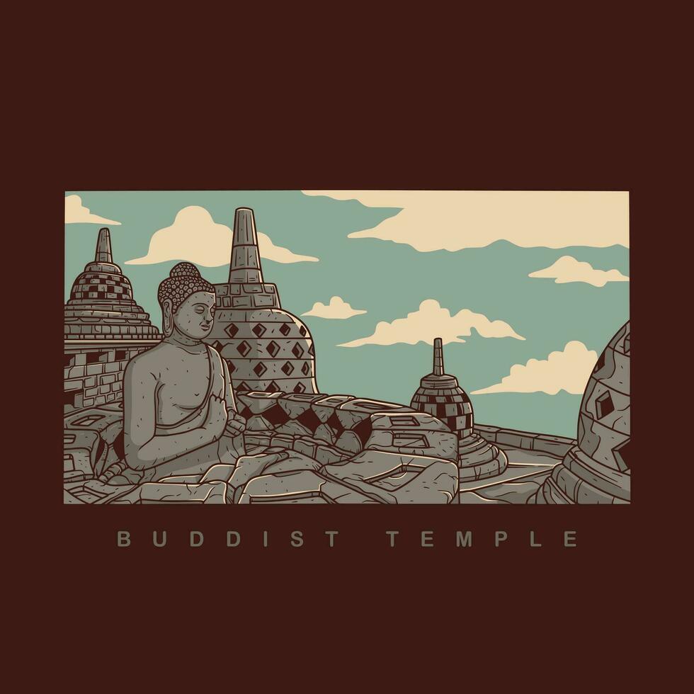 Buddhist temple vector design illustration