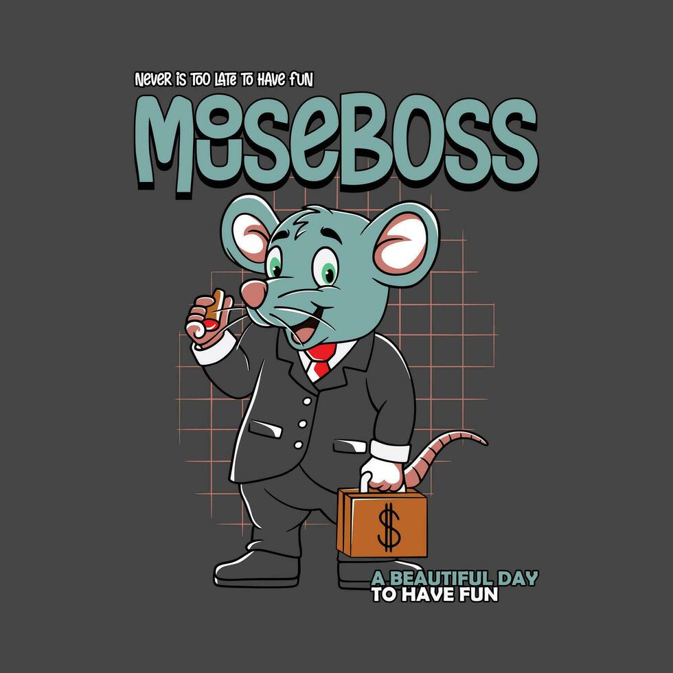 Mouse boss logo character design illustration vector