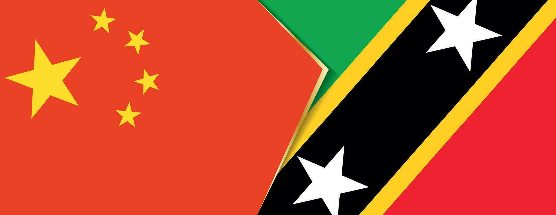 China and Saint Kitts and Nevis flags, two vector flags.