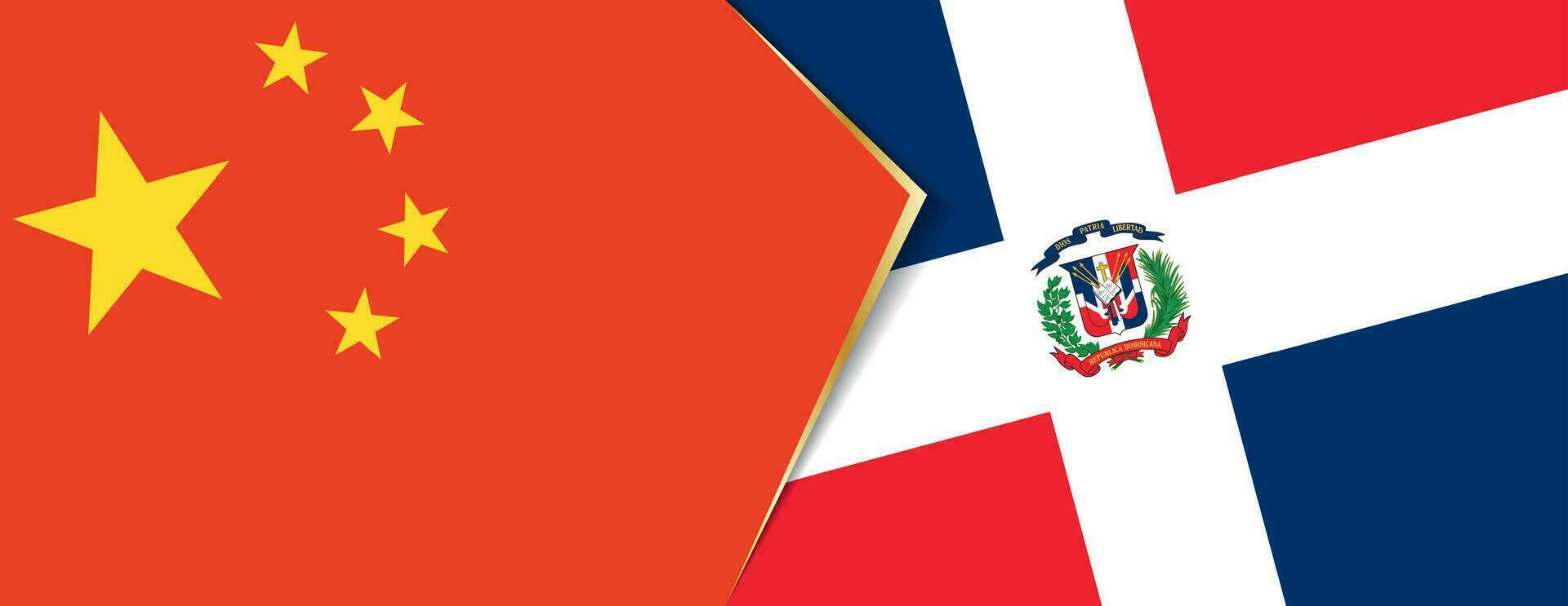 China and Dominican Republic flags, two vector flags.
