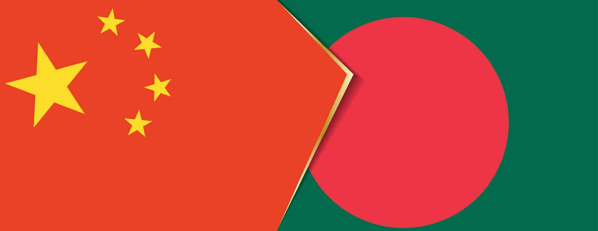China y Bangladesh banderas, dos vector banderas