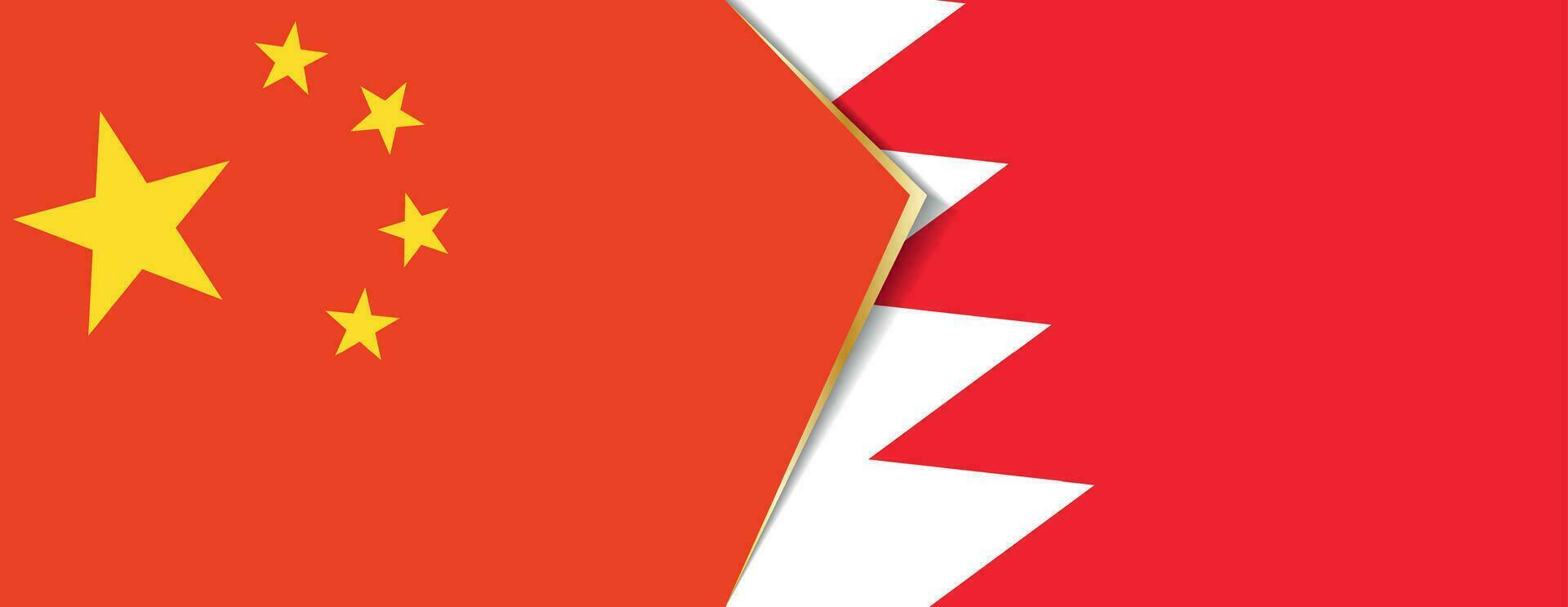 China and Bahrain flags, two vector flags.