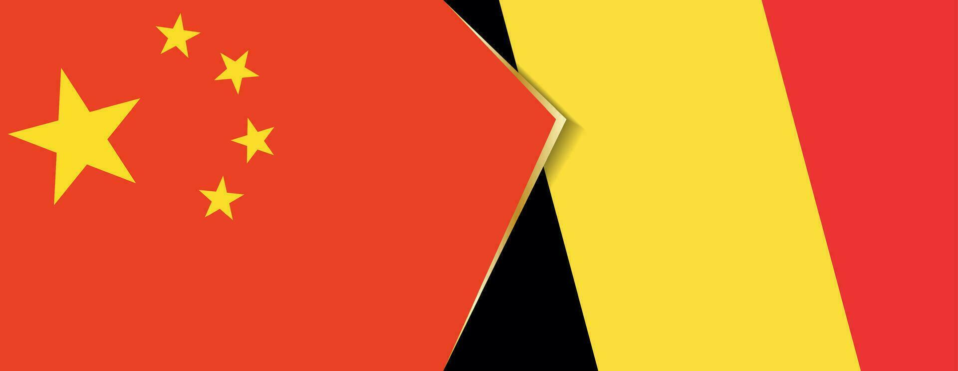 China and Belgium flags, two vector flags.