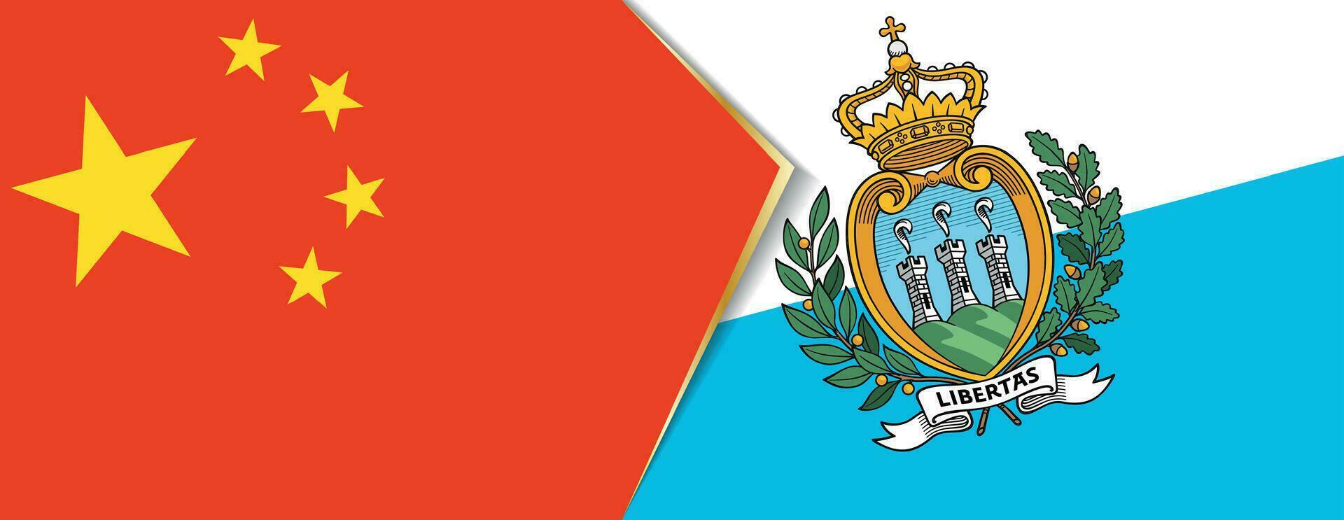 China and San Marino flags, two vector flags.