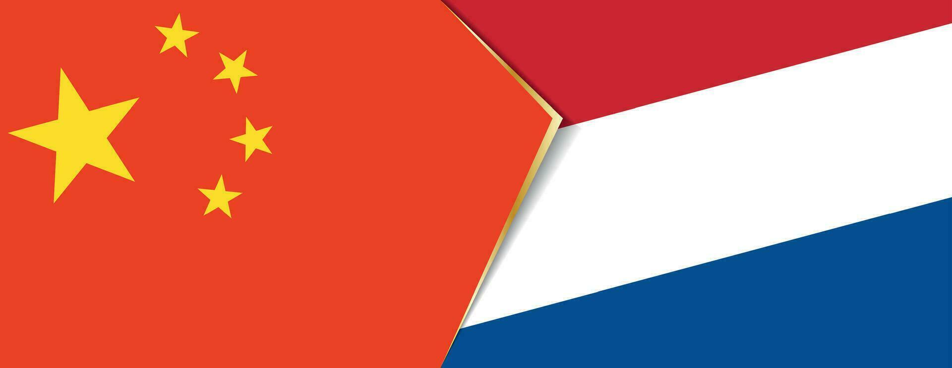 China and Netherlands flags, two vector flags.
