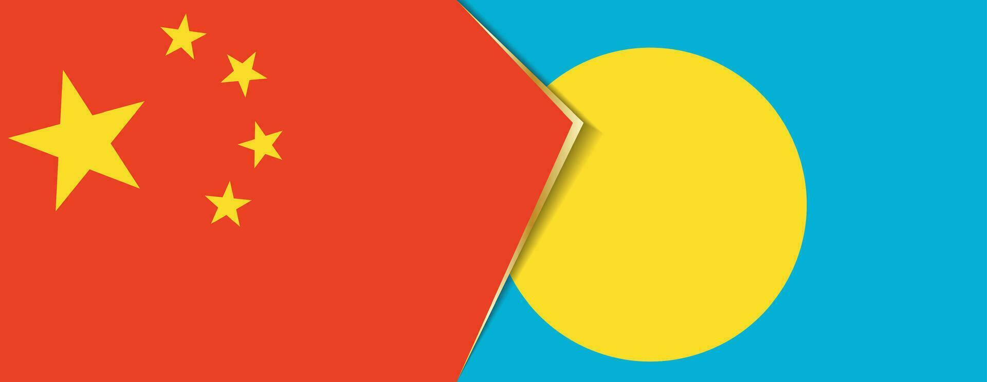 China and Palau flags, two vector flags.
