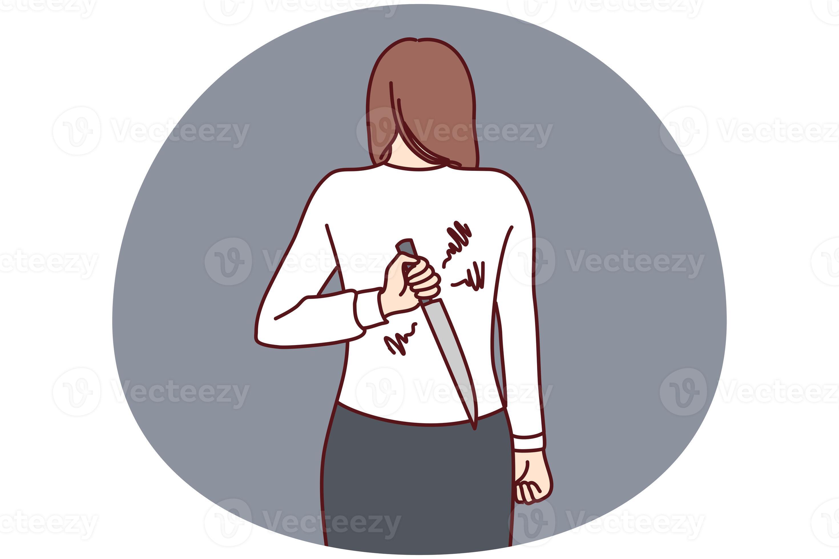 Woman hide knife behind back 33122426 Stock Photo at Vecteezy