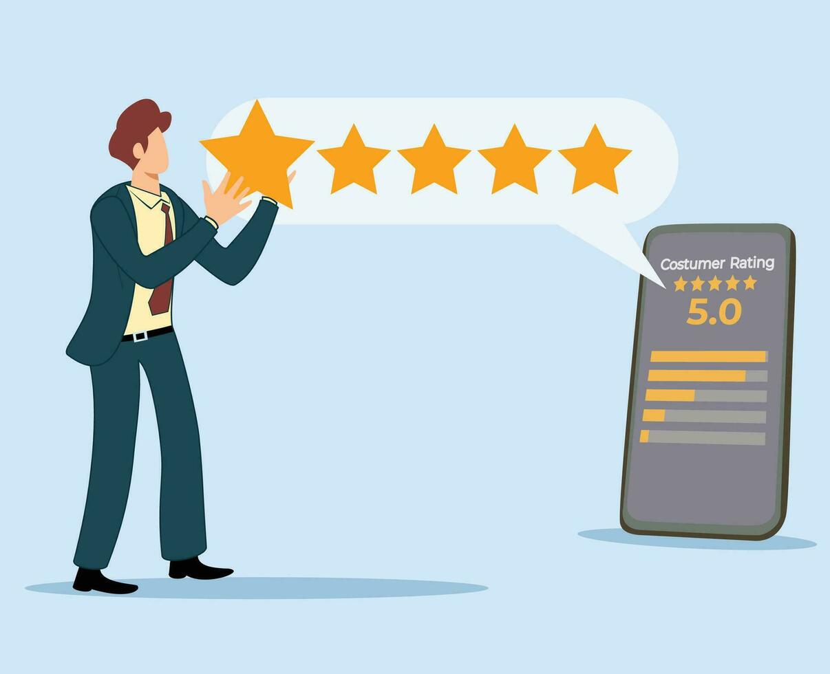 5 stars rating feedback from customer satisfaction vector