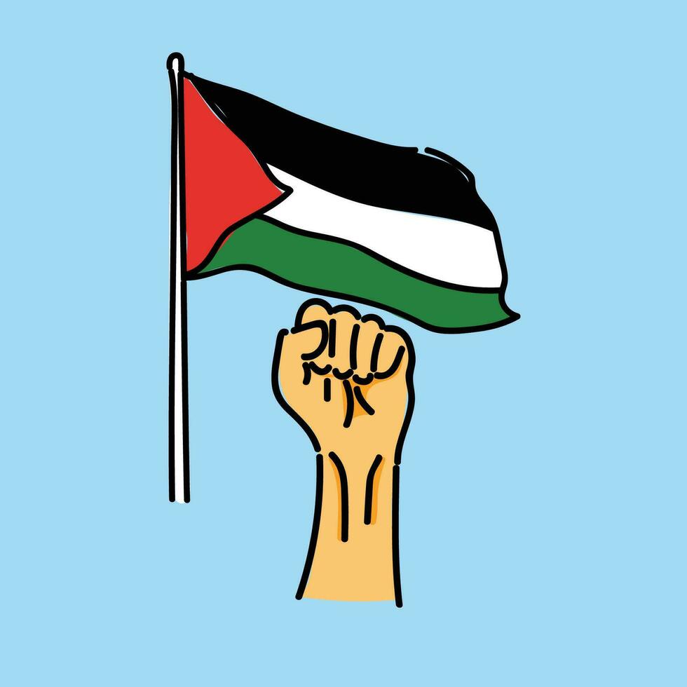 Free Palestine Illustration Vector Design for Poster in a Blue Background