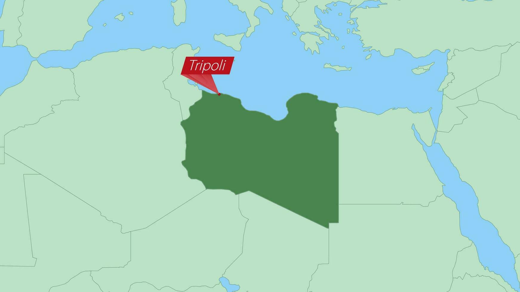 Map of Libya with pin of country capital. vector