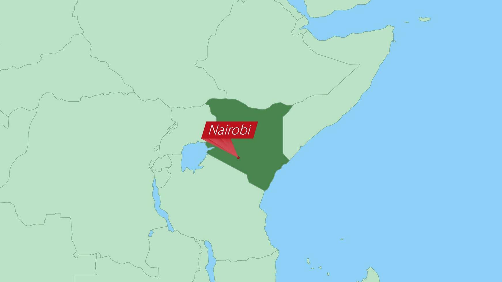 Map of Kenya with pin of country capital. vector