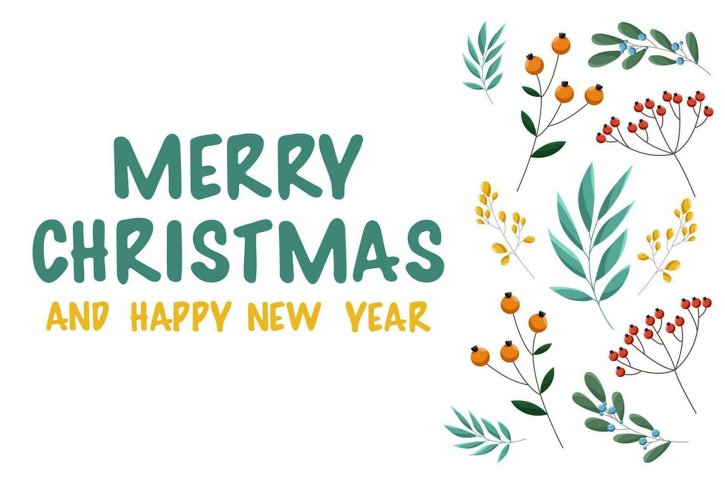 Card with Merry Christmas and Happy New Year vector