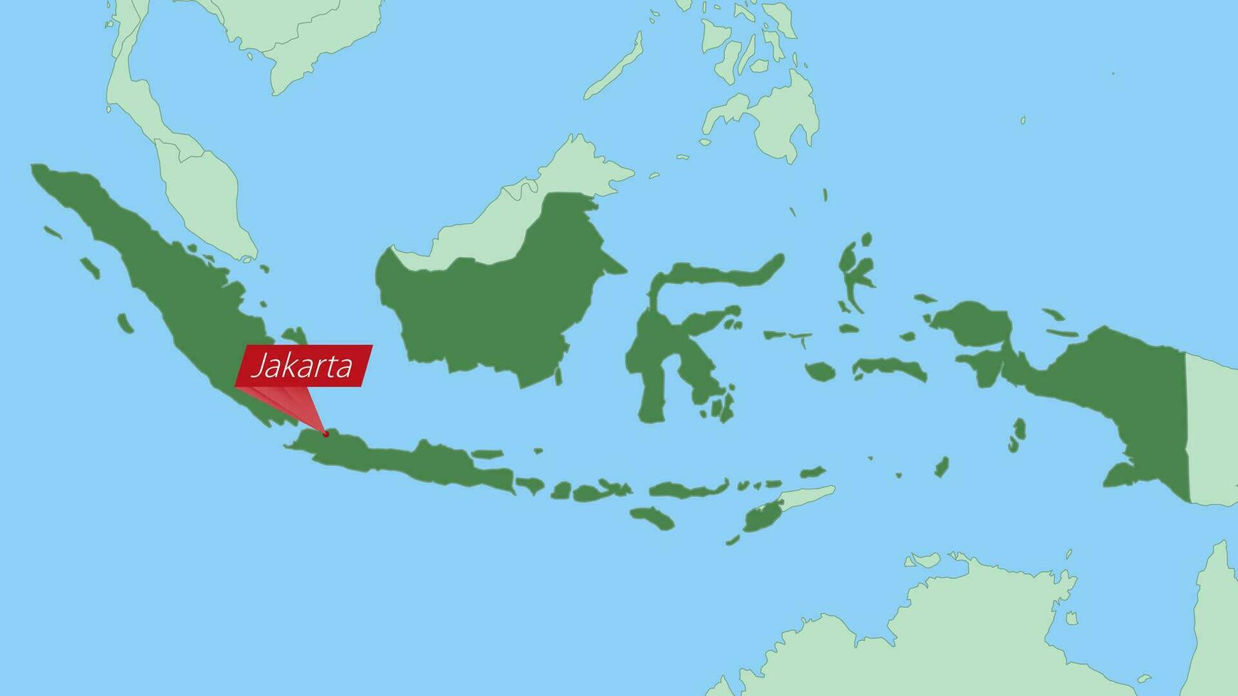 mapa de Indonesia con alfiler de país capital. vector