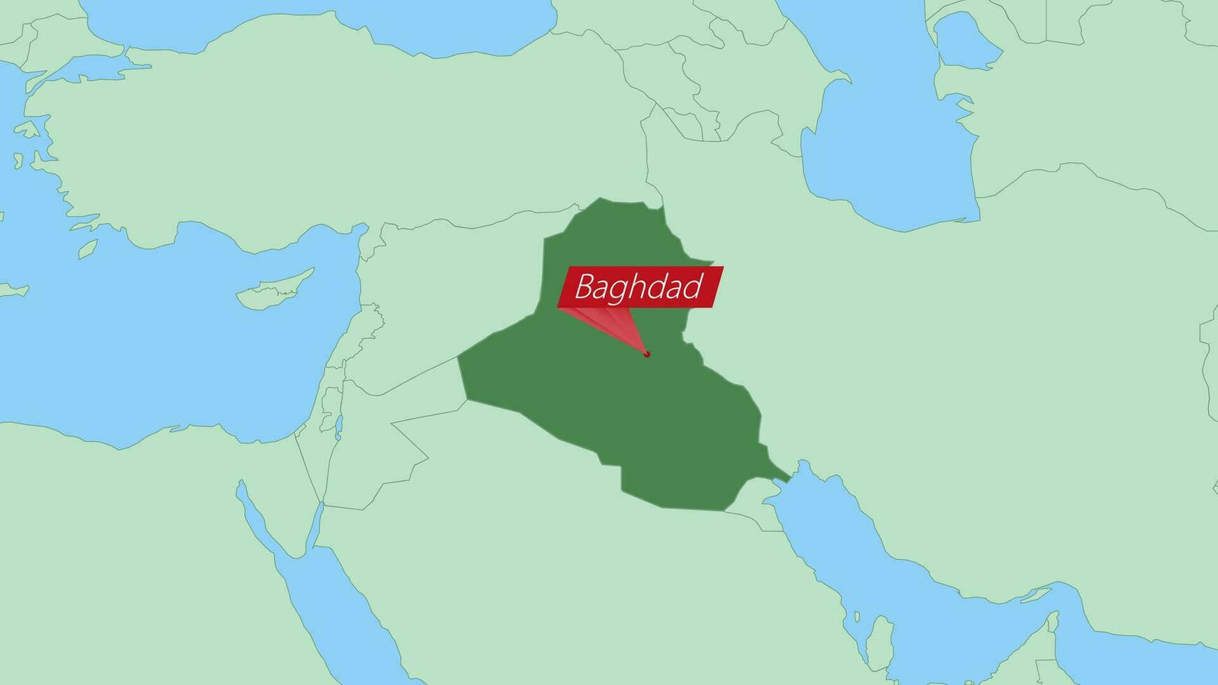 Map of Iraq with pin of country capital. vector