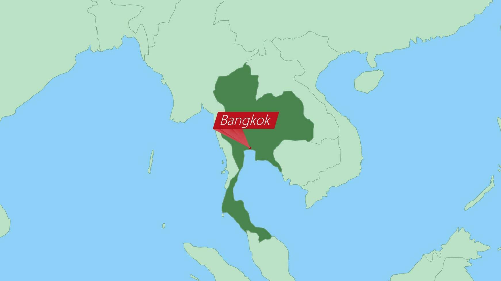 Map of Thailand with pin of country capital. vector