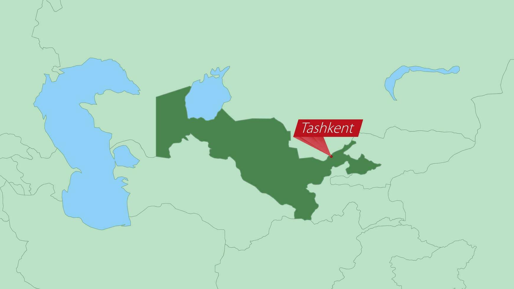 Map of Uzbekistan with pin of country capital. vector
