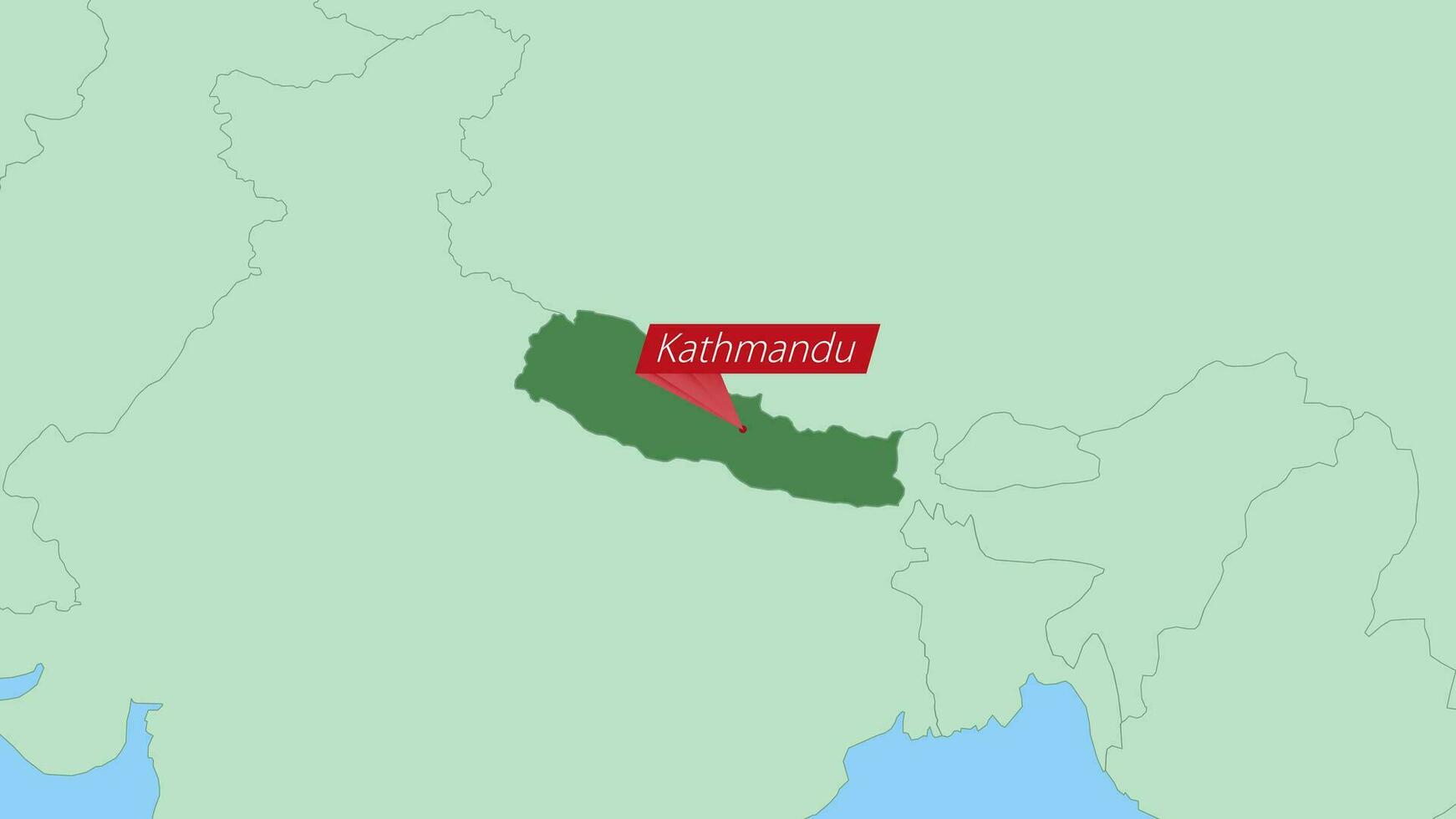 Map of Nepal with pin of country capital. vector