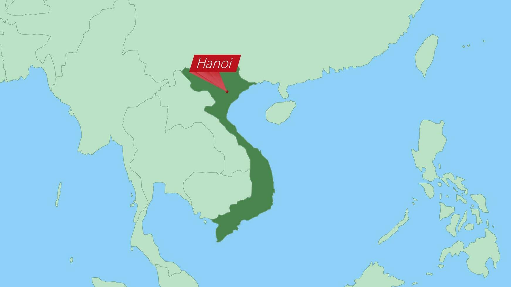 Map of Vietnam with pin of country capital. vector