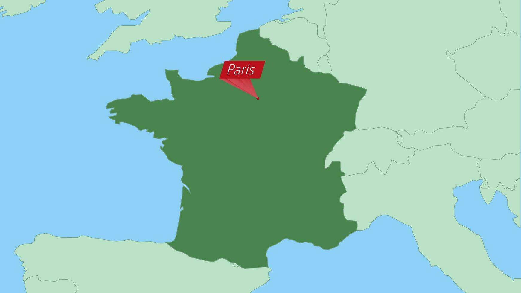 Map of France with pin of country capital. vector