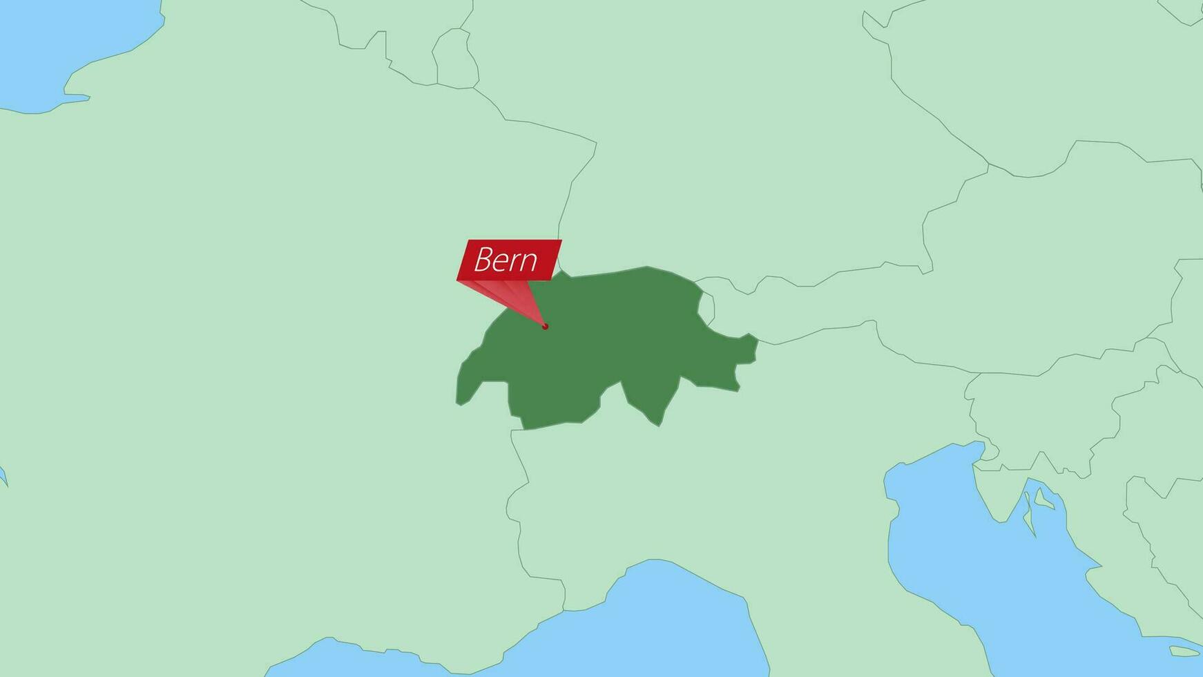 Map of Switzerland with pin of country capital. vector