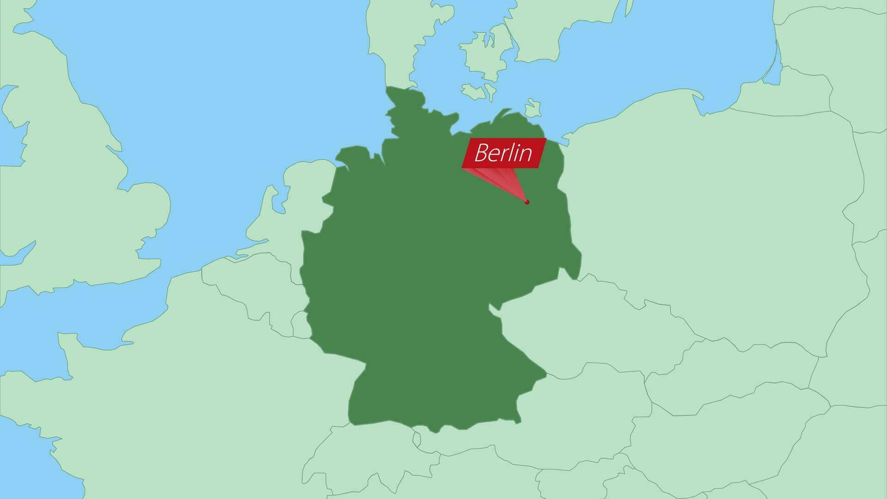 mapa de Alemania con alfiler de país capital. vector