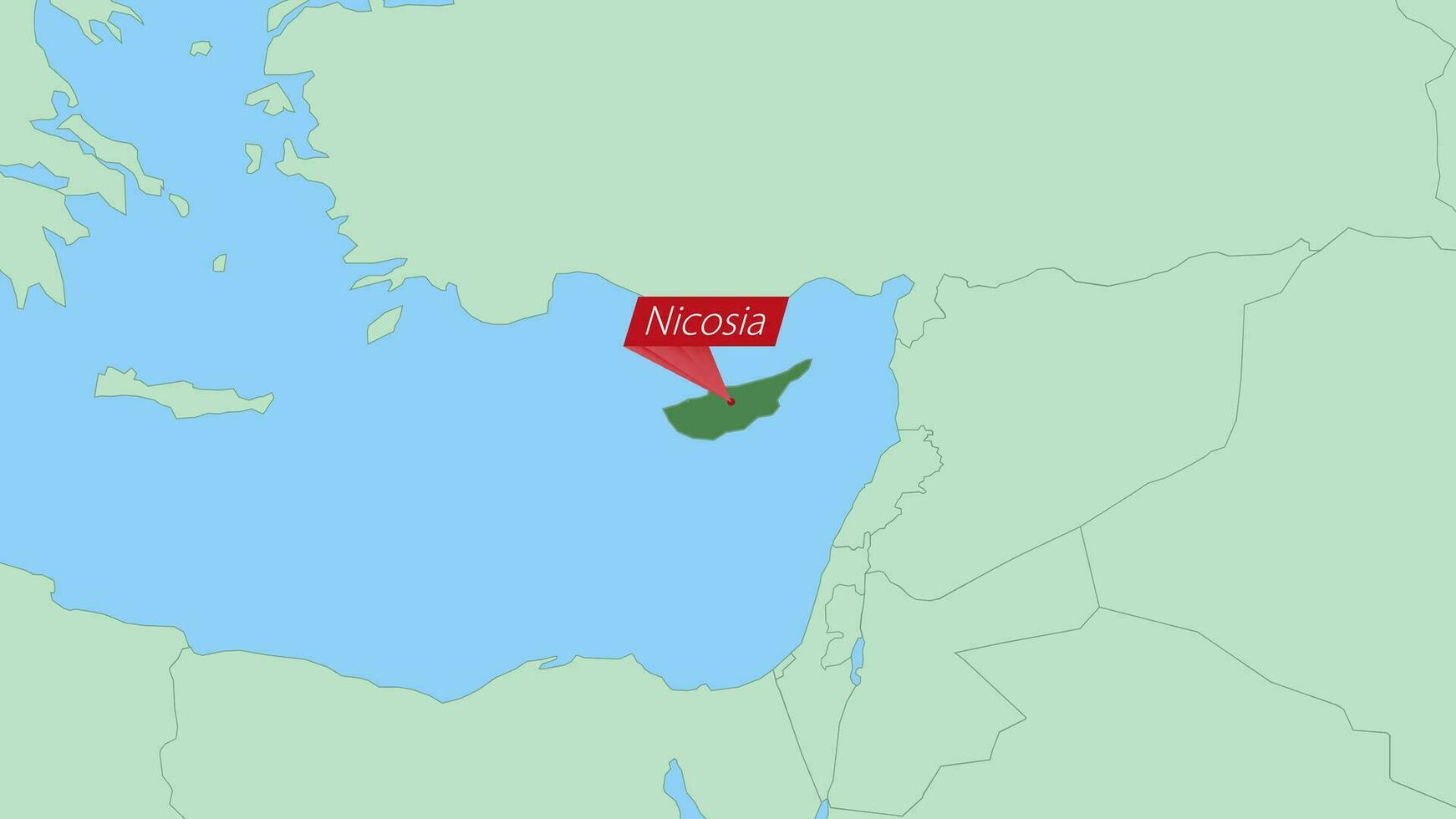 Map of Cyprus with pin of country capital. vector