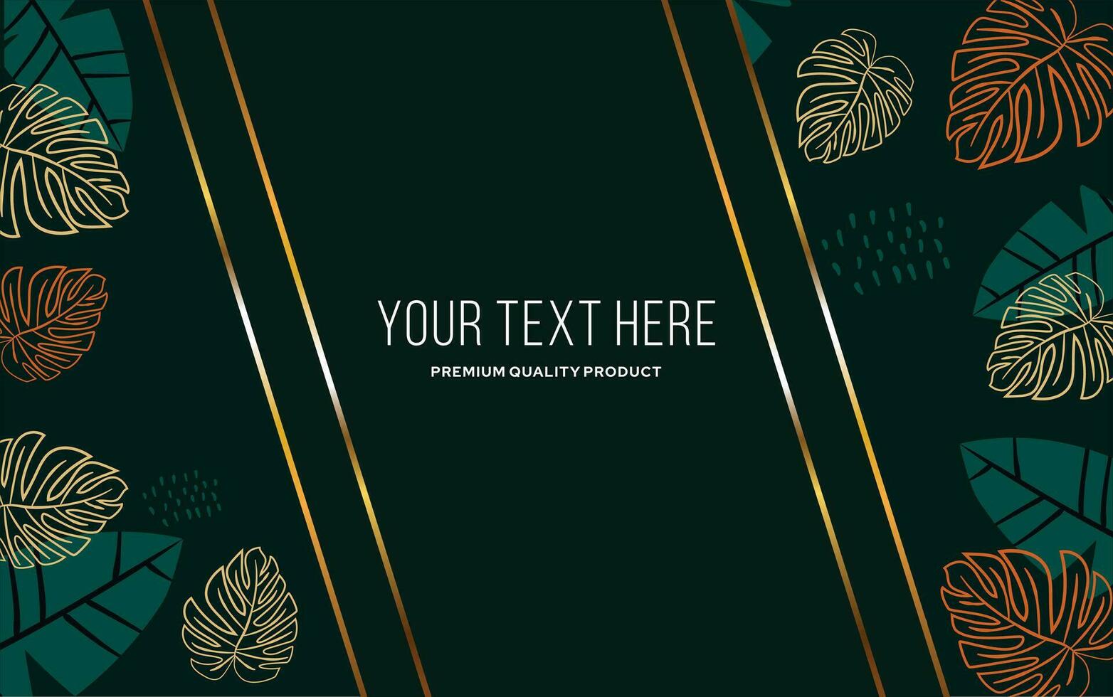 Premium Packaging Background, Green and Gold Palm leaves Background, artistic covers design, tropical background for branding, modern backgrounds. Trendy pattern. Luxury Vector