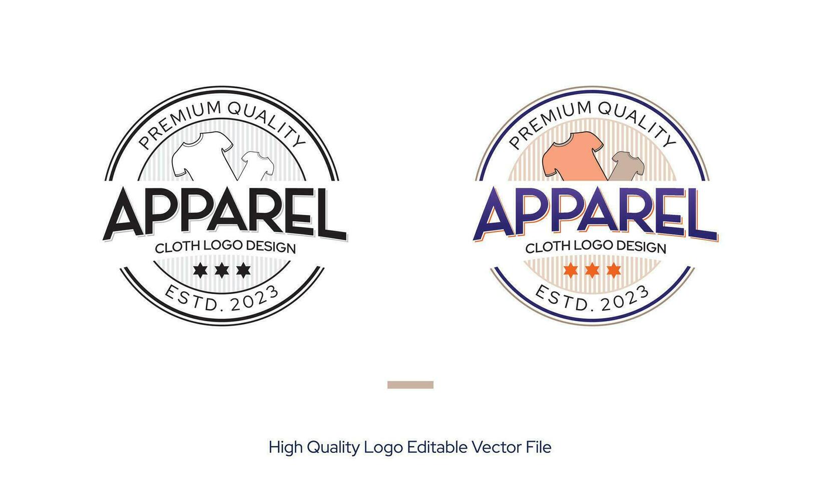 Cloth logo design, apparel logo design with color illustration, T-shirt logo design, editable vector minimalist file.