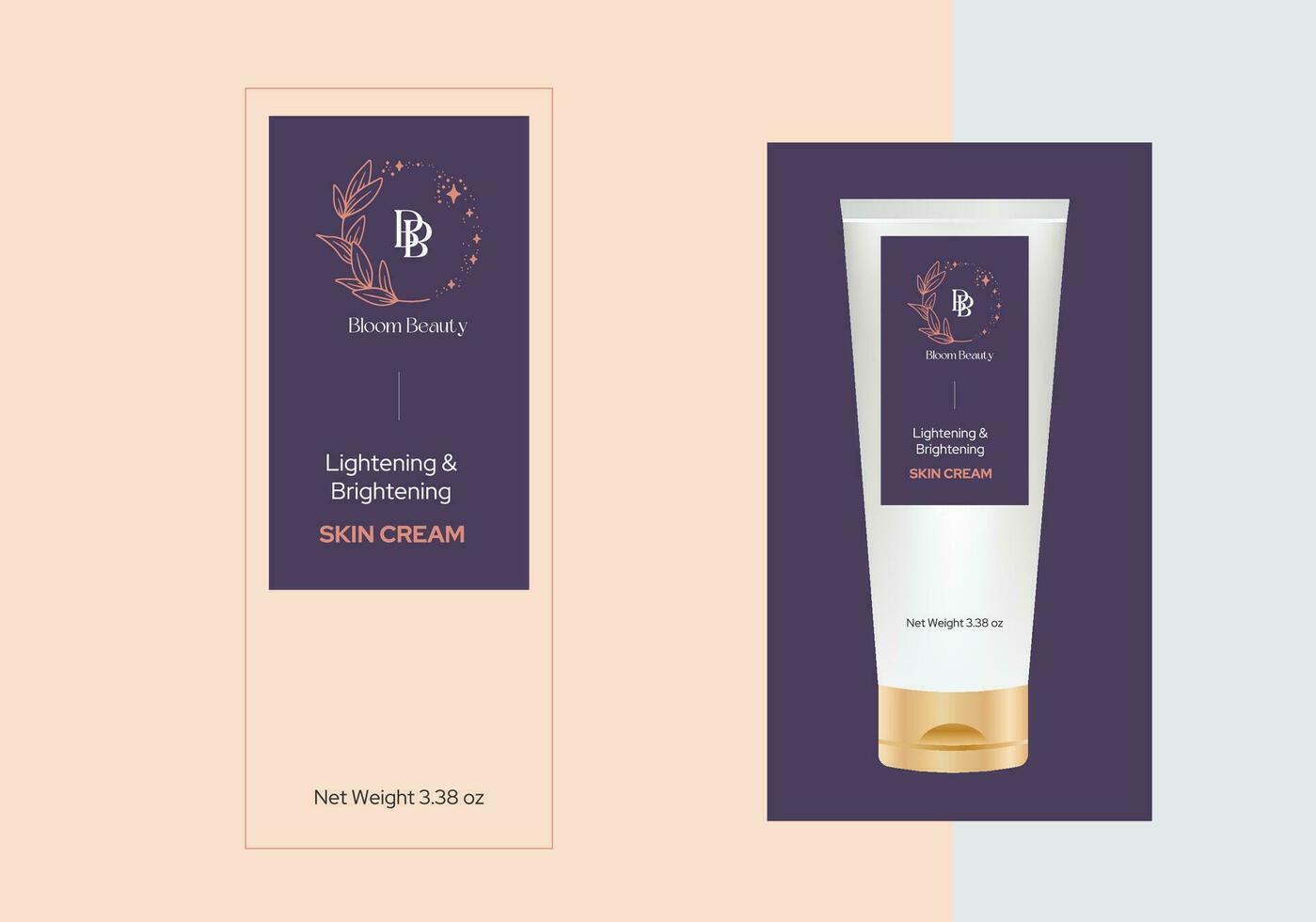 Skin Cream Cosmetic Tube Label with Mockup With Illustration vector