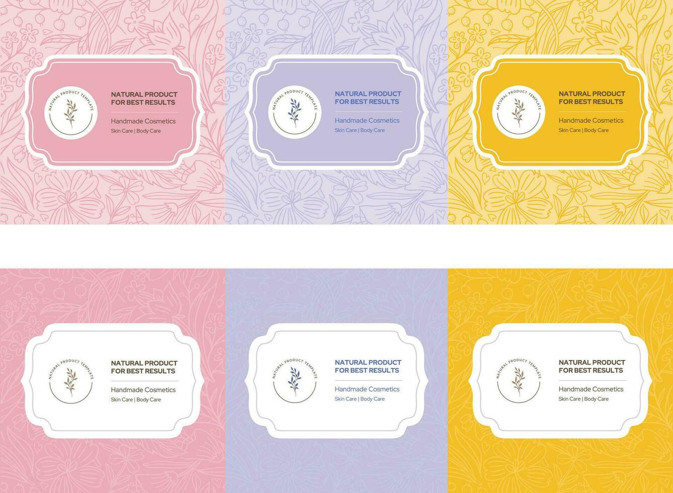 Vector floral pattern label set for cosmetics packaging design wrap design