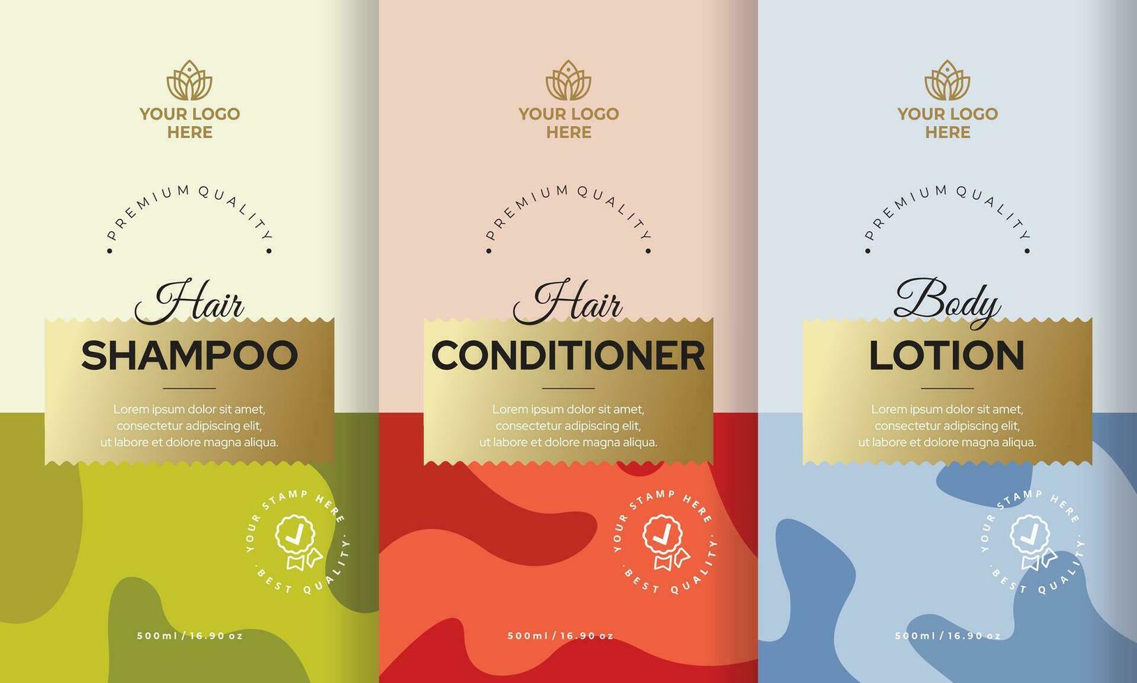 Shampoo label design, Conditioner Label Design, Body Lotion Label Design, Skin Care Packaging
