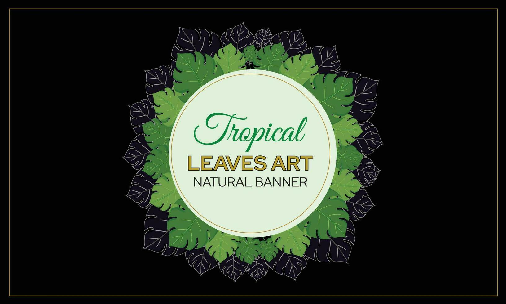 Essential oil plants label, round leaf badge with text, cosmetics spa health care aromatherapy, advertising, tropical banner tropical leaves banner illustration design vector