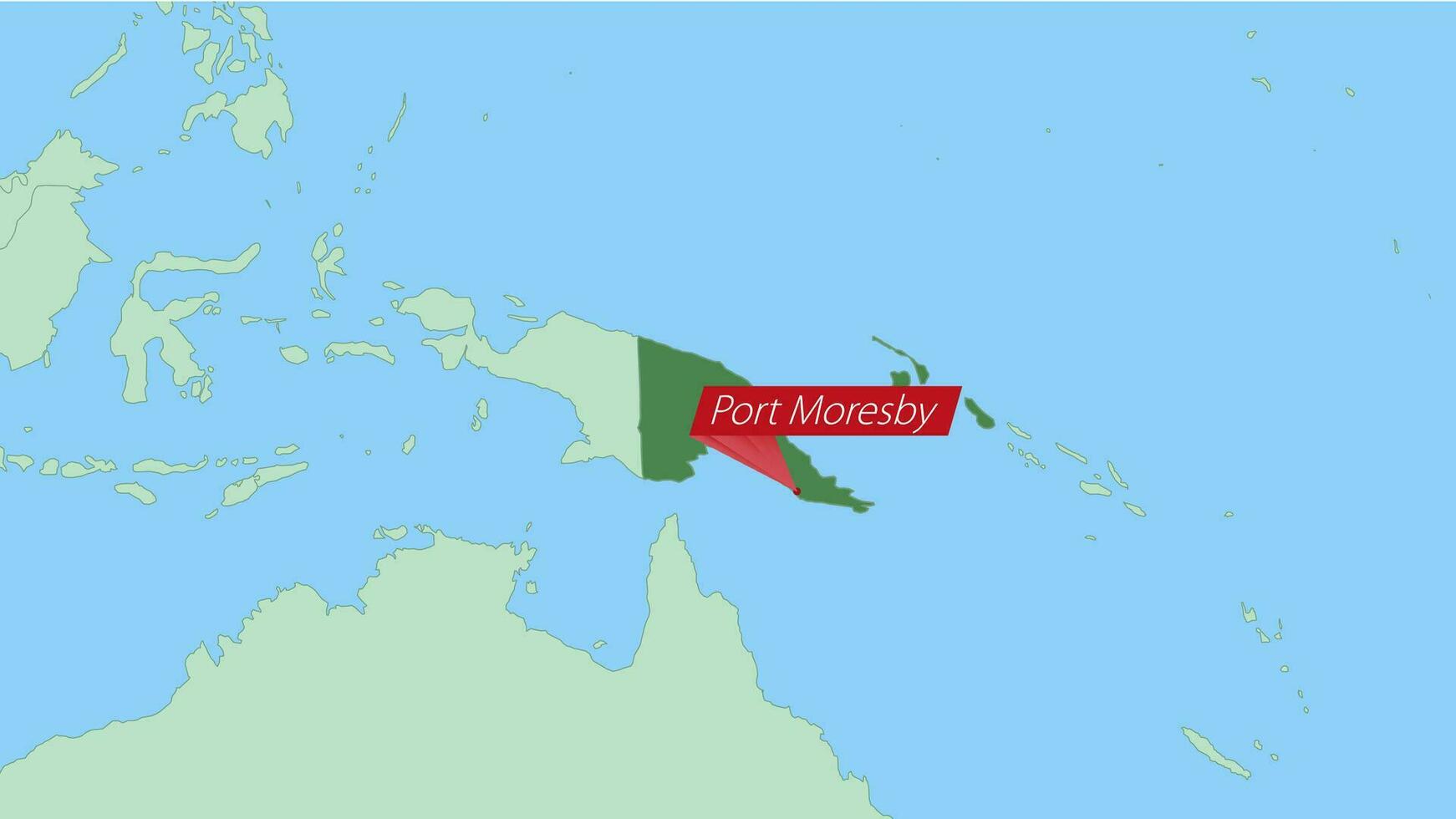Map of Papua New Guinea with pin of country capital. vector