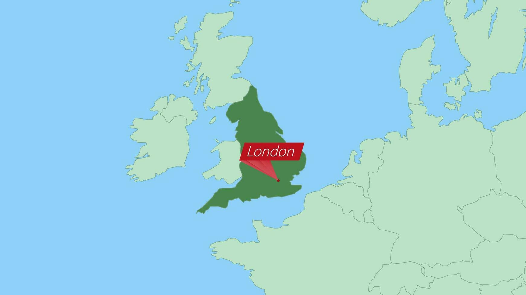 Map of England with pin of country capital. vector