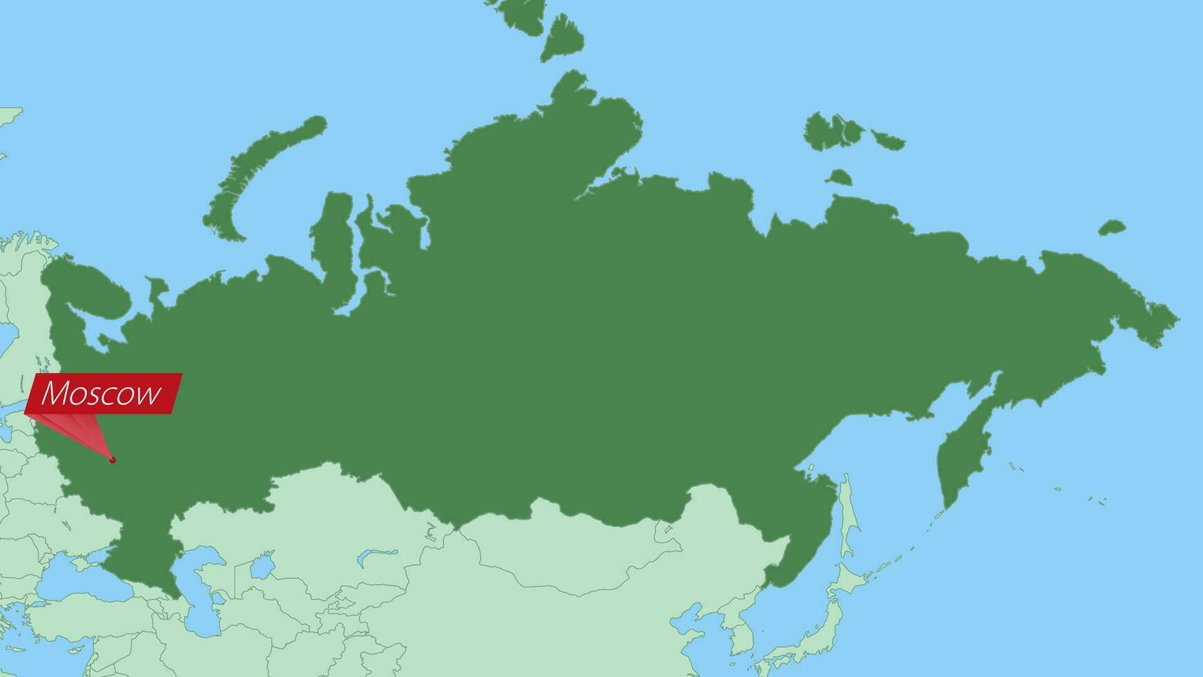 Map of Russia with pin of country capital. vector