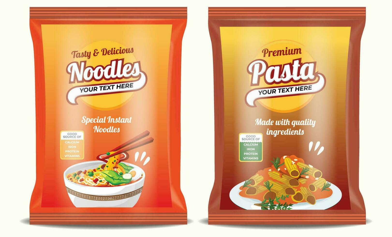 Noodles and Pasta packaging design, Pasta pouch design, Noodles label design, Chinese food packaging, Noodles logo, food packaging design editable vector illustration file