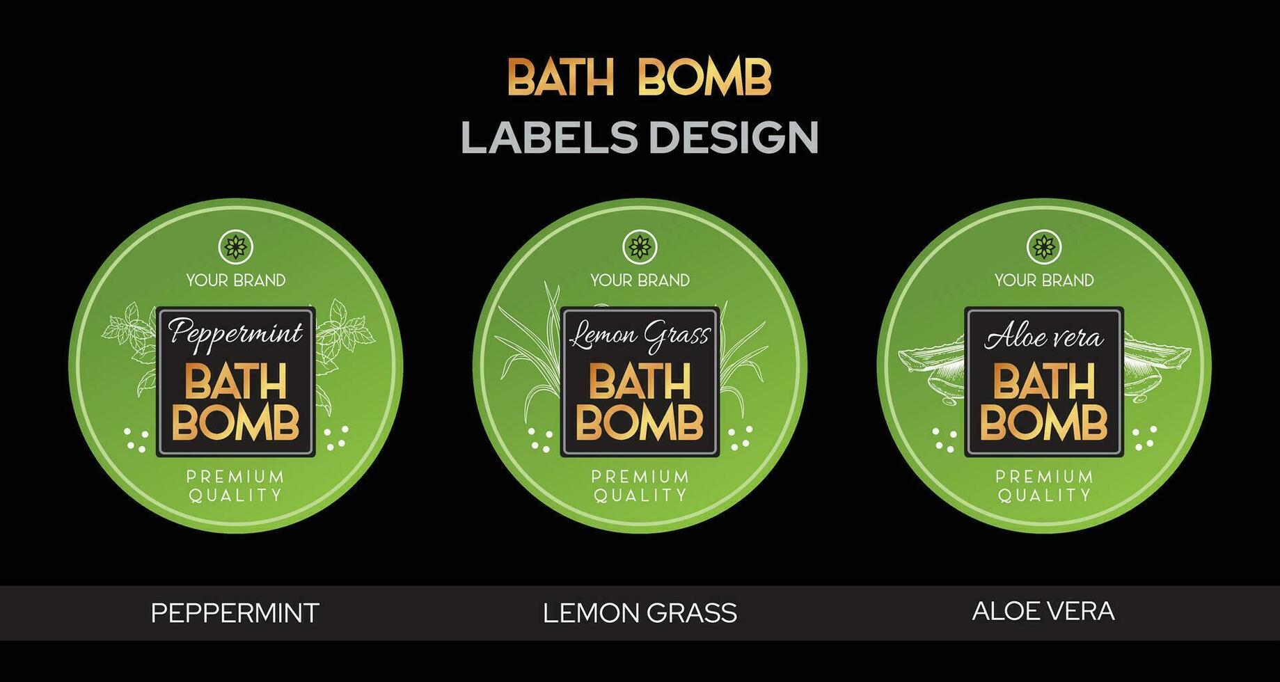 Bath bomb labels design, Peppermint bath bomb, lemon grass aloe vera bath bomb labels high quality editable vector file pure and natural soap packaging design, aromatherapy handmade soap label design