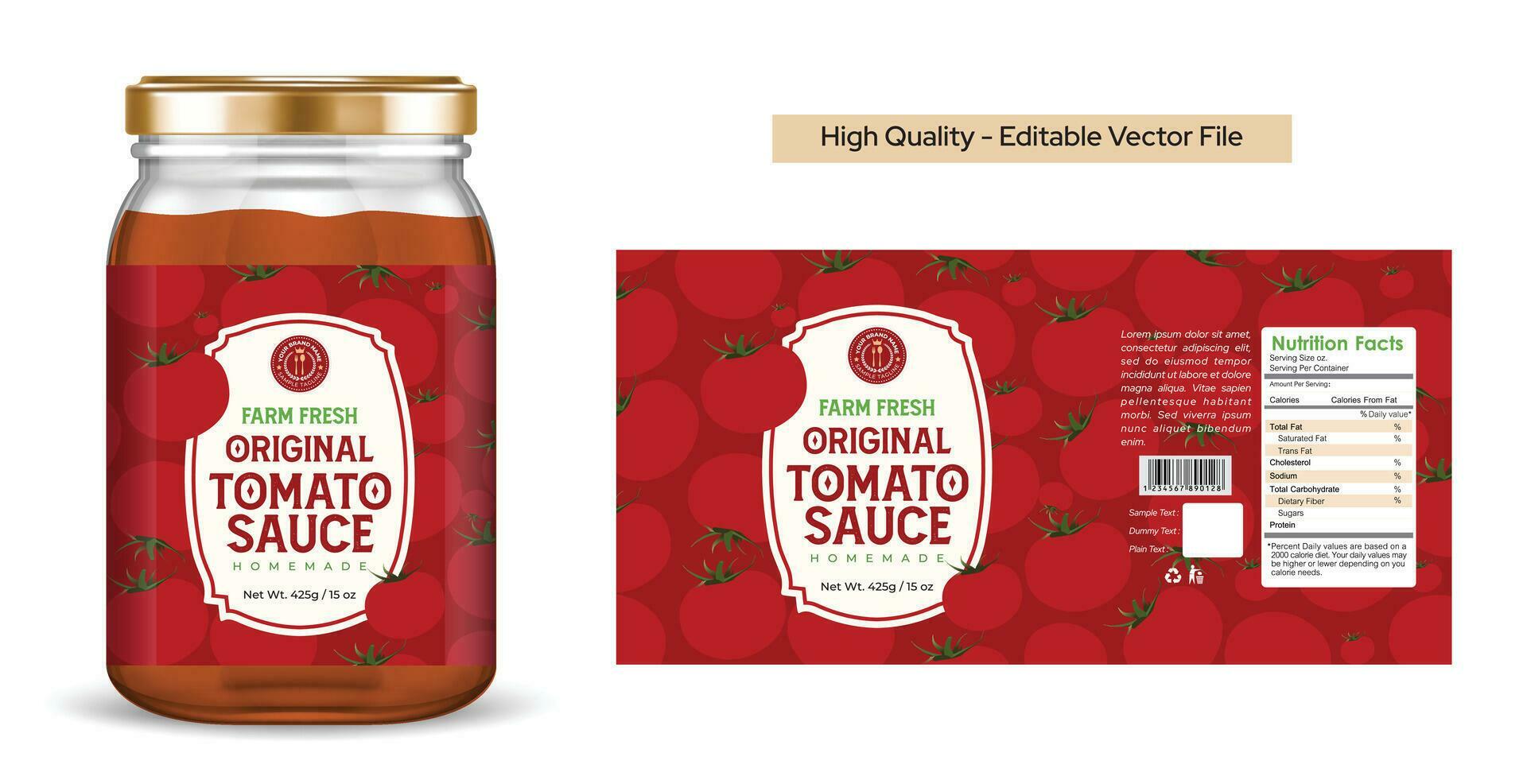 Tomato sauce label design. The packaging design of tomato hot sauce