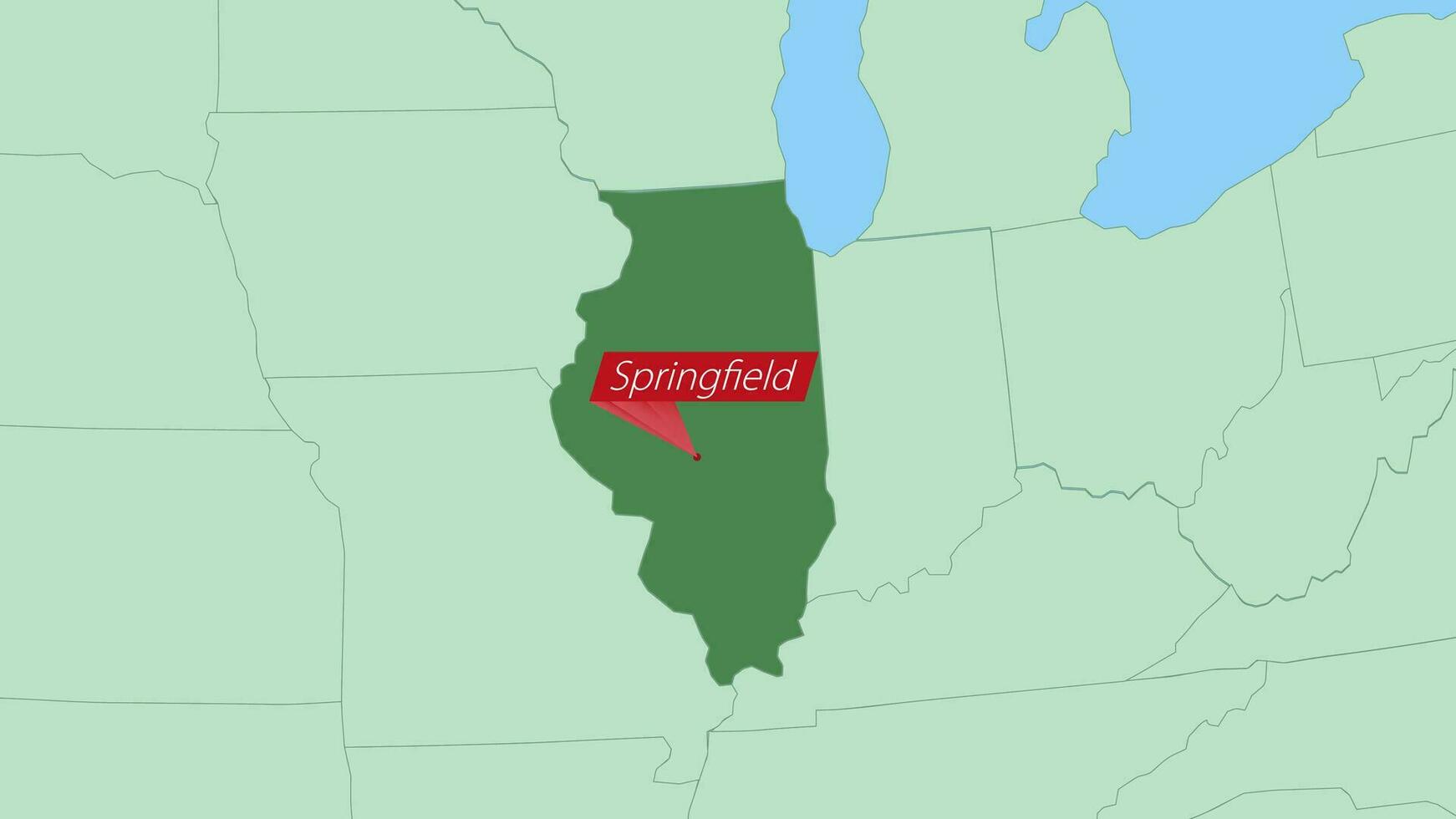 Map of Illinois with pin of country capital. vector