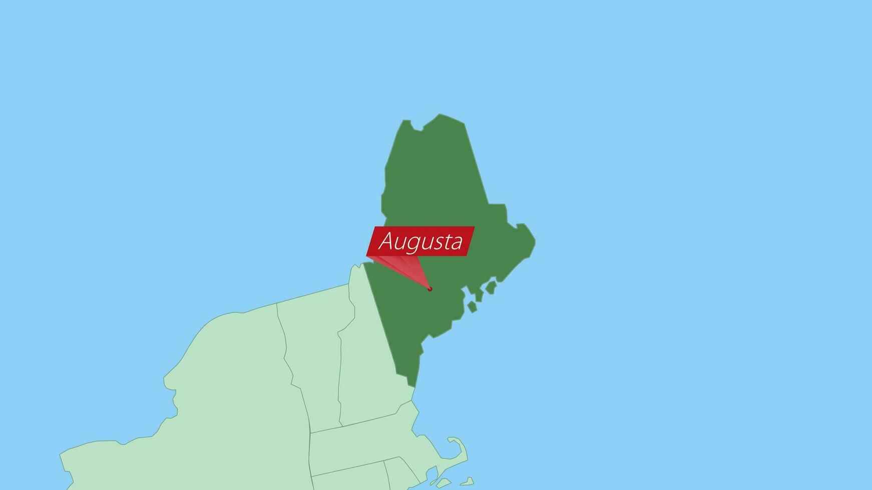 Map of Maine with pin of country capital. vector